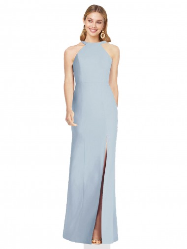 Buy Long Light Sky Blue Sleeveless Trumpet Backless Formal Dresses