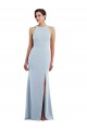Buy Long Light Sky Blue Sleeveless Trumpet Open Back Stretch Crepe Formal Dress