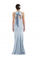 Buy Long Light Sky Blue Sleeveless Trumpet Open Back Stretch Crepe Formal Dress