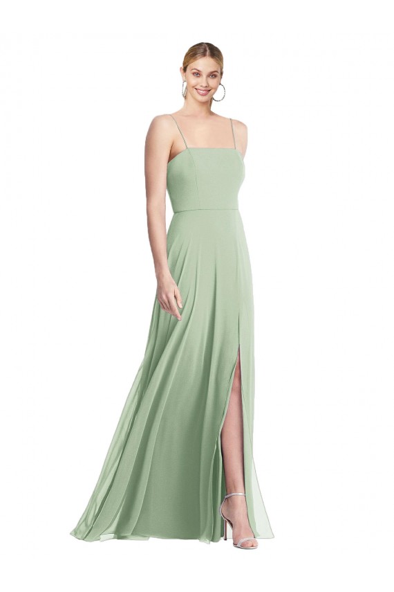 Buy Long Sage Sleeveless Trumpet Low Back Formal Dress