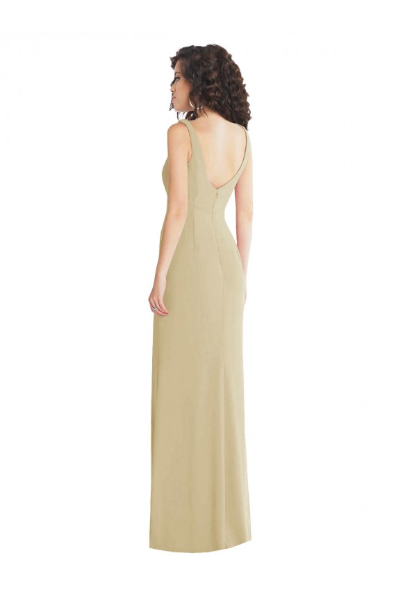 Buy Long Champagne Sleeveless Trumpet Low Back Formal Dress