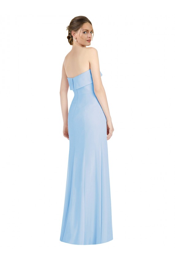 Buy Long Light Sky Blue Sleeveless Trumpet Low Back Black Tie Formal Dress