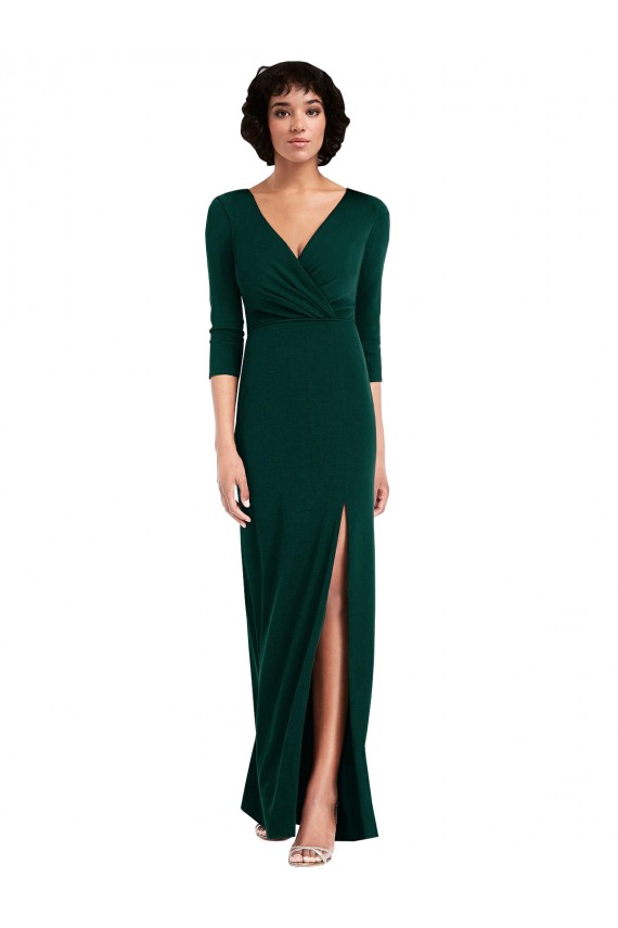 Buy Long Dark Green Long Sleeves Trumpet V-Back Formal Dress
