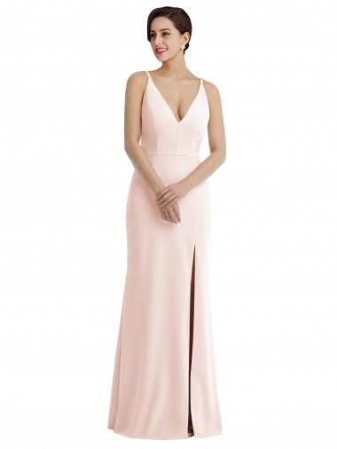 Buy Long Pink Sleeveless Trumpet V-Back Formal Dress